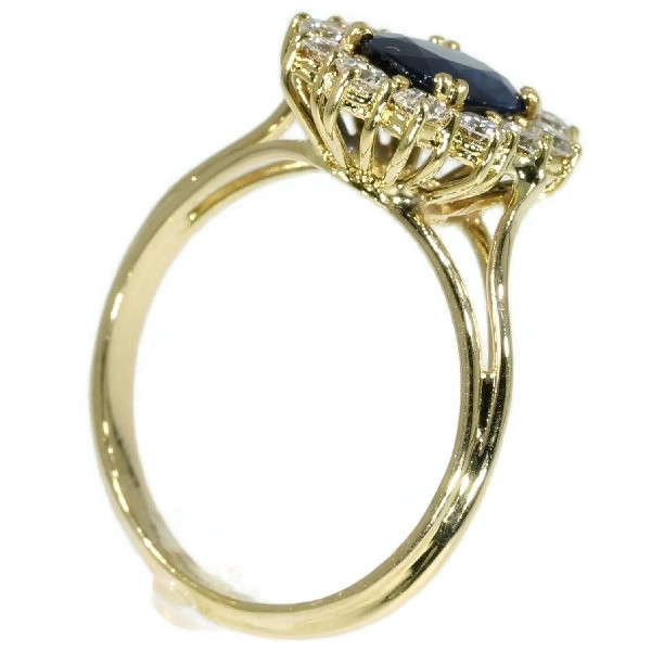 Estate yellow gold diamond and sapphire engagement ring (image 5 of 17)